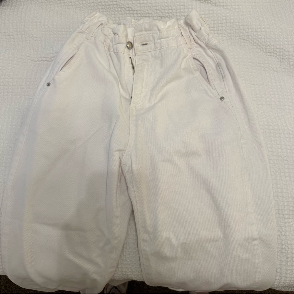 Zara White PaperBag Jeans